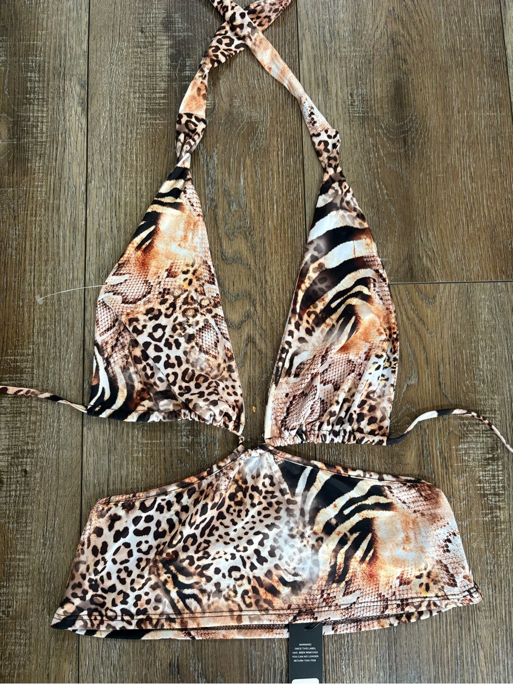 Nwt women’s animal Print Halter One-Piece Swimsuit in Brown
